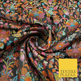 Luxury Black Multicolour Intense Floral Brocade Jacquard Dress Fabric 59" 7486
