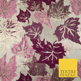 Luxury Autumnal Falling Maple Leaves Textured Brocade Dress Fabric Metallic 59"