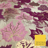 Luxury Autumnal Falling Maple Leaves Textured Brocade Dress Fabric Metallic 59"