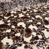 Purple Beige Paisley Floral Vine Velvet Burnout Brasso Devore Dress Fabric 7377