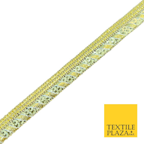 Gold Matt Sequin Rope Effect Ribbon Fancy Gota Trim Border Lace X548