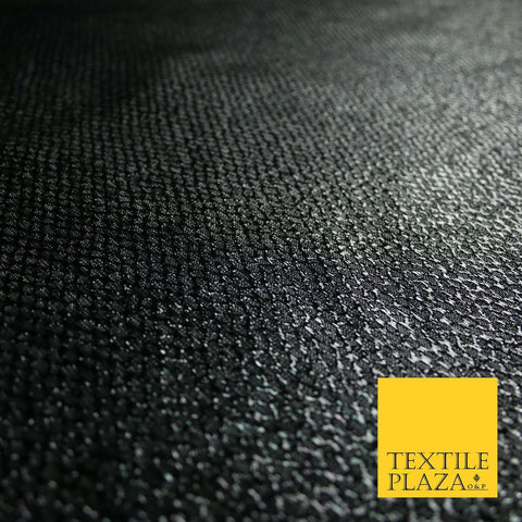 Black Glossy Shiny Metallic Circle Lattice Lurex Lame Fabric Dancewear 44" 7101