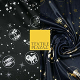 Black / Navy Blue Horoscope Star Signs Computer Foil Fabric Costume Dancewear