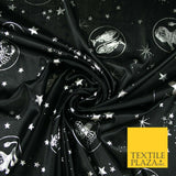 Black / Navy Blue Horoscope Star Signs Computer Foil Fabric Costume Dancewear
