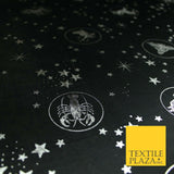Black / Navy Blue Horoscope Star Signs Computer Foil Fabric Costume Dancewear