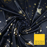 Black / Navy Blue Horoscope Star Signs Computer Foil Fabric Costume Dancewear