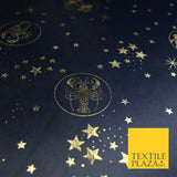 Black / Navy Blue Horoscope Star Signs Computer Foil Fabric Costume Dancewear