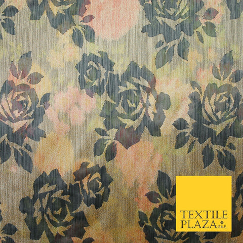 ORANGE Tie Dye Effect Cationic Rose Shadow Jacquard Dress Fabric 58" Wide 7209