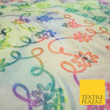 Tie Dye Rainbow Lace Embroidered Cotton Lawn Dori Fashion Fabric Craft 50" 7210