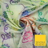 Tie Dye Rainbow Lace Embroidered Cotton Lawn Dori Fashion Fabric Craft 50" 7210