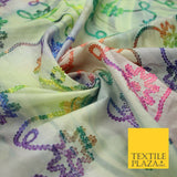 Tie Dye Rainbow Lace Embroidered Cotton Lawn Dori Fashion Fabric Craft 50" 7210