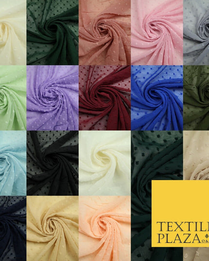 18 COLOURS - Swiss Knot Dot Dobby Sheer Georgette Chiffon Dress Fabric 59"