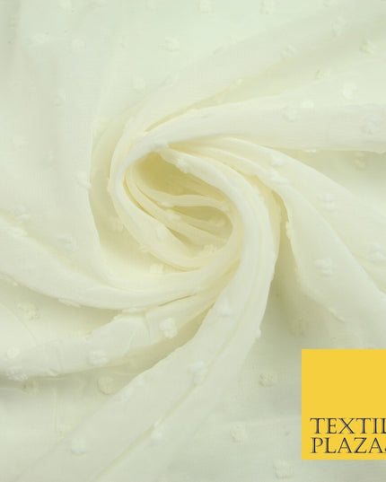 18 COLOURS - Swiss Knot Dot Dobby Sheer Georgette Chiffon Dress Fabric 59"