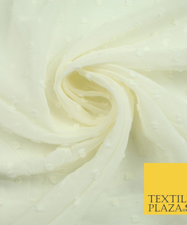 18 COLOURS - Swiss Knot Dot Dobby Sheer Georgette Chiffon Dress Fabric 59"