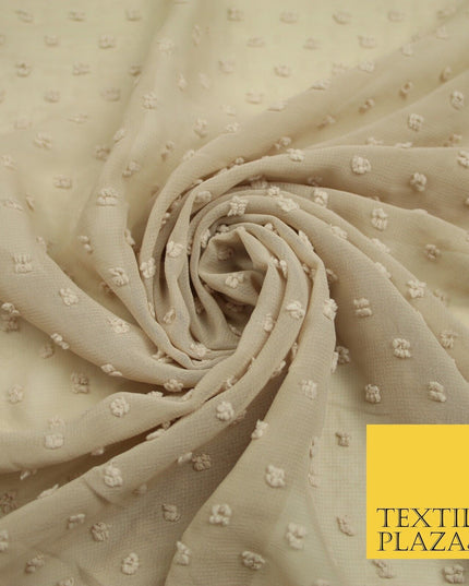 18 COLOURS - Swiss Knot Dot Dobby Sheer Georgette Chiffon Dress Fabric 59"