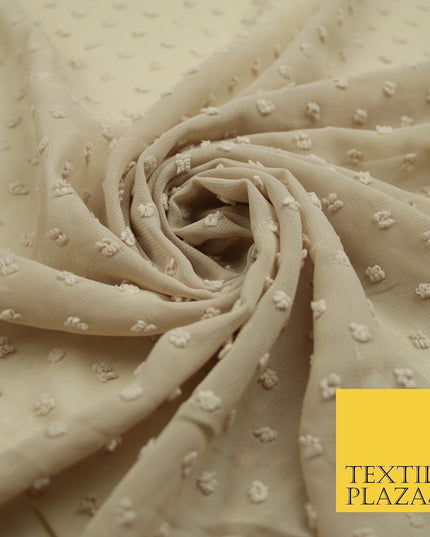 18 COLOURS - Swiss Knot Dot Dobby Sheer Georgette Chiffon Dress Fabric 59"