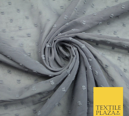 18 COLOURS - Swiss Knot Dot Dobby Sheer Georgette Chiffon Dress Fabric 59"