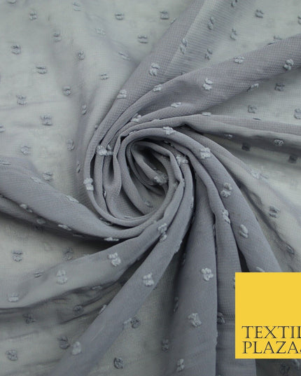 18 COLOURS - Swiss Knot Dot Dobby Sheer Georgette Chiffon Dress Fabric 59"