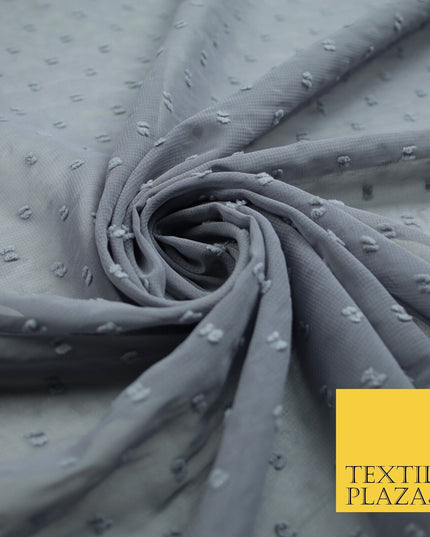18 COLOURS - Swiss Knot Dot Dobby Sheer Georgette Chiffon Dress Fabric 59"