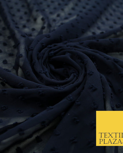 18 COLOURS - Swiss Knot Dot Dobby Sheer Georgette Chiffon Dress Fabric 59"