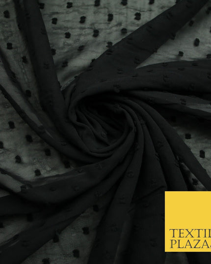 18 COLOURS - Swiss Knot Dot Dobby Sheer Georgette Chiffon Dress Fabric 59"