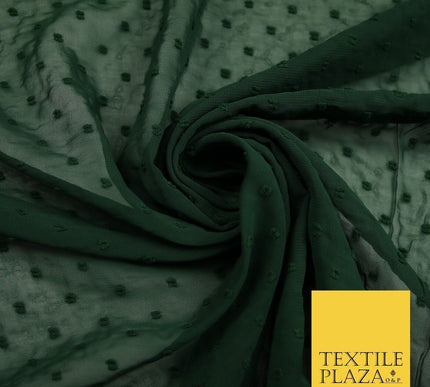 18 COLOURS - Swiss Knot Dot Dobby Sheer Georgette Chiffon Dress Fabric 59"
