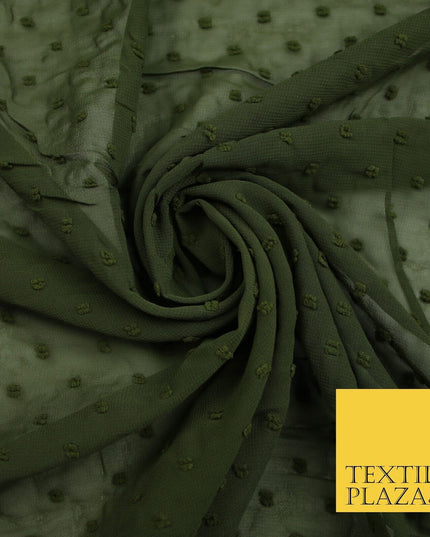 18 COLOURS - Swiss Knot Dot Dobby Sheer Georgette Chiffon Dress Fabric 59"