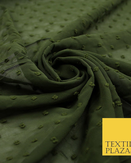 18 COLOURS - Swiss Knot Dot Dobby Sheer Georgette Chiffon Dress Fabric 59"