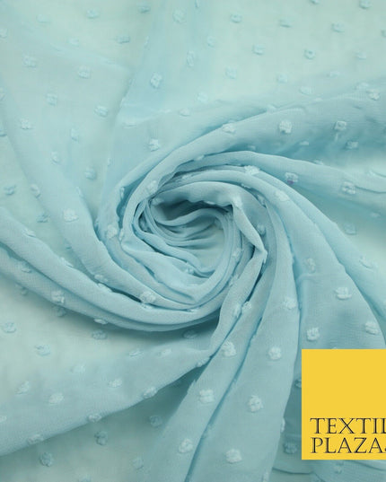 18 COLOURS - Swiss Knot Dot Dobby Sheer Georgette Chiffon Dress Fabric 59"