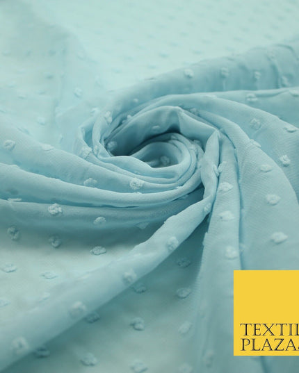 18 COLOURS - Swiss Knot Dot Dobby Sheer Georgette Chiffon Dress Fabric 59"