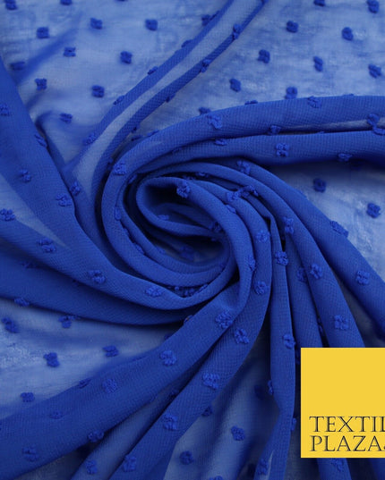 18 COLOURS - Swiss Knot Dot Dobby Sheer Georgette Chiffon Dress Fabric 59"