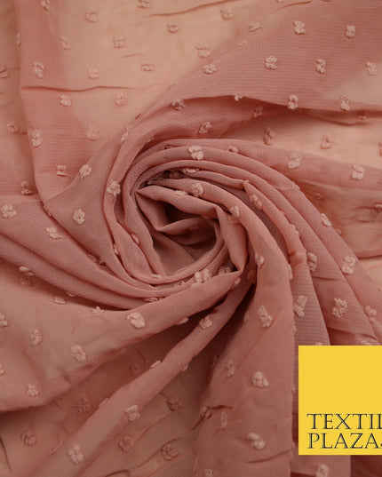 18 COLOURS - Swiss Knot Dot Dobby Sheer Georgette Chiffon Dress Fabric 59"