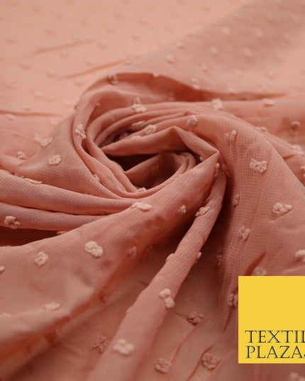 18 COLOURS - Swiss Knot Dot Dobby Sheer Georgette Chiffon Dress Fabric 59"