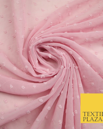 18 COLOURS - Swiss Knot Dot Dobby Sheer Georgette Chiffon Dress Fabric 59"