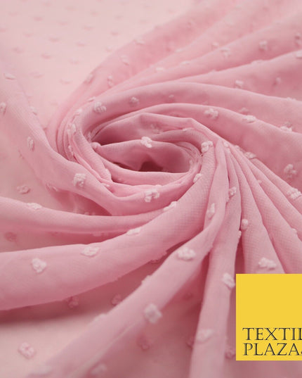 18 COLOURS - Swiss Knot Dot Dobby Sheer Georgette Chiffon Dress Fabric 59"