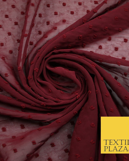18 COLOURS - Swiss Knot Dot Dobby Sheer Georgette Chiffon Dress Fabric 59"