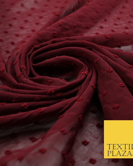 18 COLOURS - Swiss Knot Dot Dobby Sheer Georgette Chiffon Dress Fabric 59"
