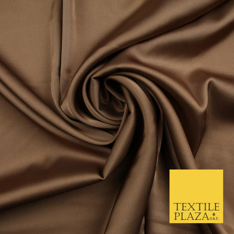 Light Brown Fine Silky Smooth Liquid Sateen Satin Dress Fabric Drape Lining Material 7834