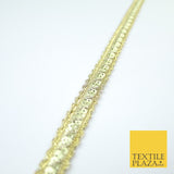Gold Wavy Two Row Matt Sequin Shiny Glitzy Trim Border Lace - 1.5cm Wide - X574