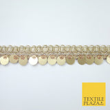 Gold Fancy Ornate Slim Matt Sequin Shimmer Trim Border Lace - 2cm Wide - X684