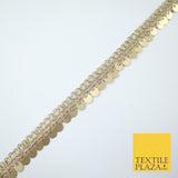 Gold Fancy Ornate Slim Matt Sequin Shimmer Trim Border Lace - 2cm Wide - X684