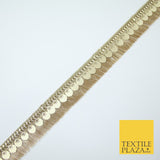 Gold Double Row Matt Sequin Soft Fringe Glitter Trim Border Lace 2.5cm Wide X669