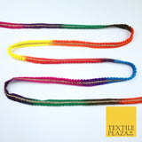 Multicolour Rainbow Shaded Pom Pom Dyed Glitter ZigZag Trim Border Lace X379