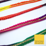 Multicolour Rainbow Shaded Pom Pom Dyed Glitter ZigZag Trim Border Lace X379