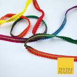 Multicolour Rainbow Shaded Pom Pom Dyed Glitter ZigZag Trim Border Lace X379
