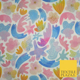 Colourful Watercolour Artsy Sea Shells Digital Print 100% Cotton Fabric 8219