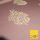 Dusty Mauve Ornamental Motif Satin Effect Brocade Jacquard Dress Fabric 8203