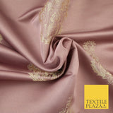 Dusty Mauve Ornamental Motif Satin Effect Brocade Jacquard Dress Fabric 8203