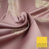 Dusty Mauve Ornamental Motif Satin Effect Brocade Jacquard Dress Fabric 8203