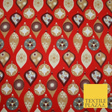 3 COLOURS - Festive Christmas Baubles Decorative Xmas Printed 100% Cotton Fabric